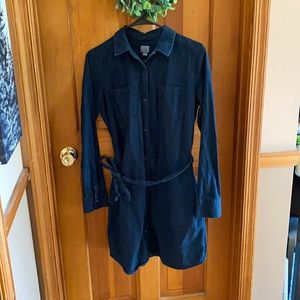 Dark denim button up dress